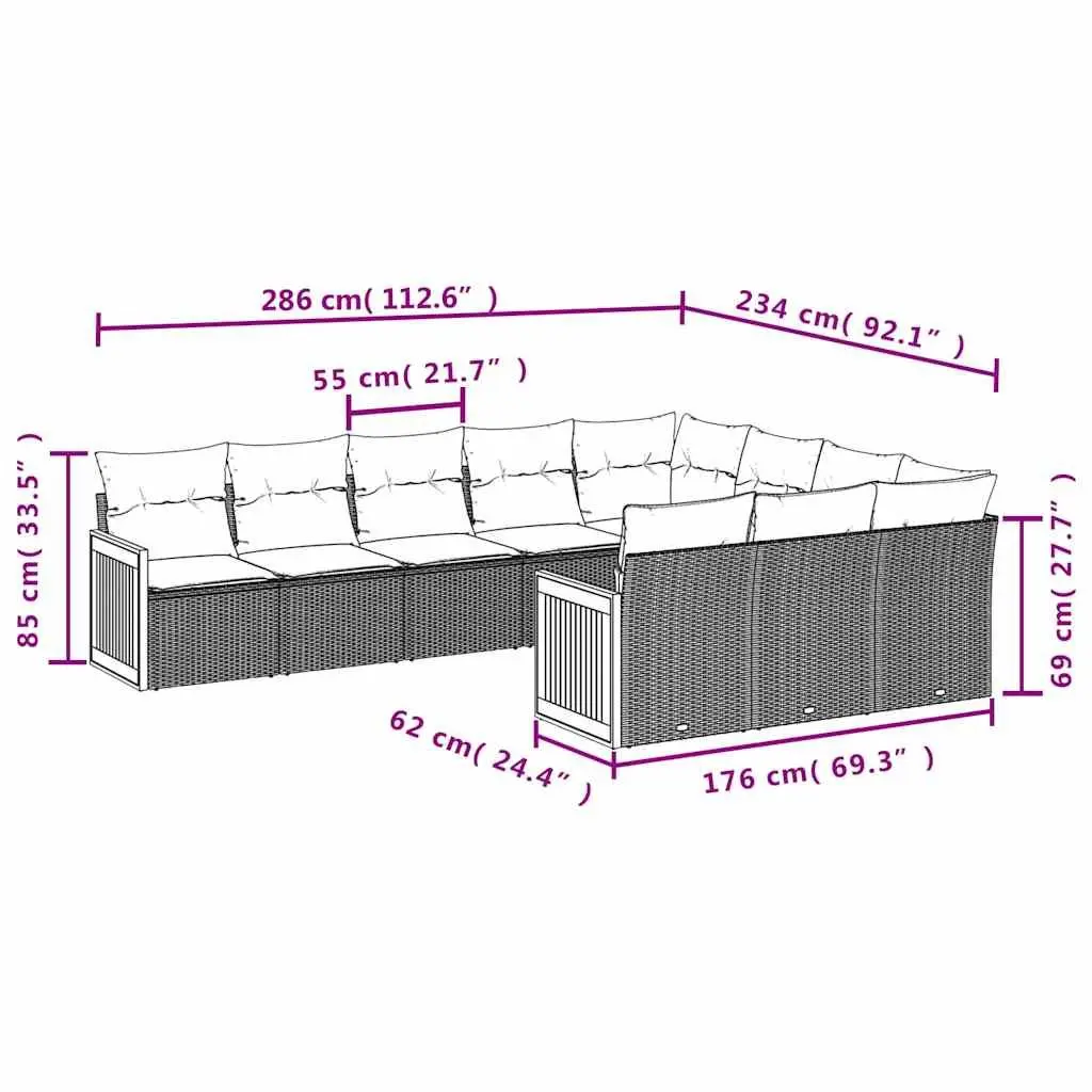 10 Piece Garden Sofa Set