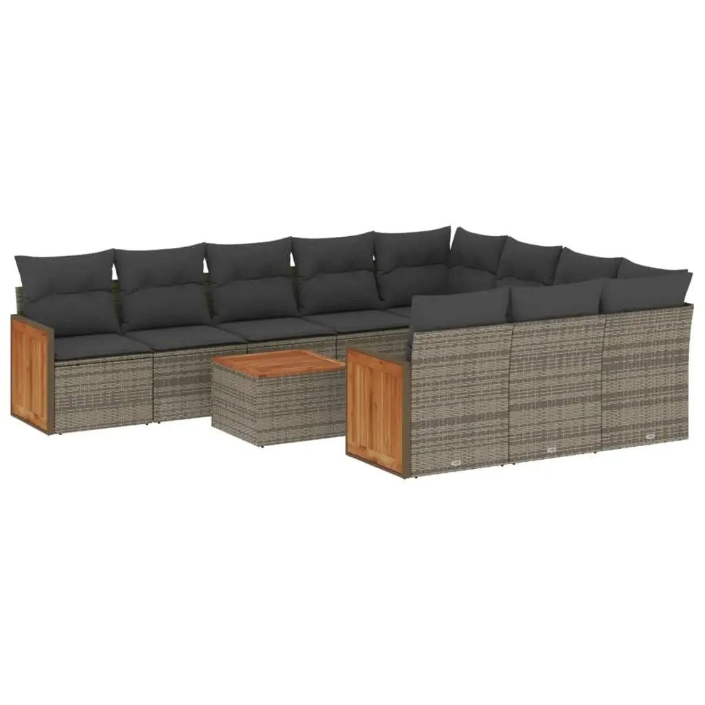 Garden Sofa Set 11 Piece Outdoor Furniture Grey Poly Rattan Modular Patio Lounge