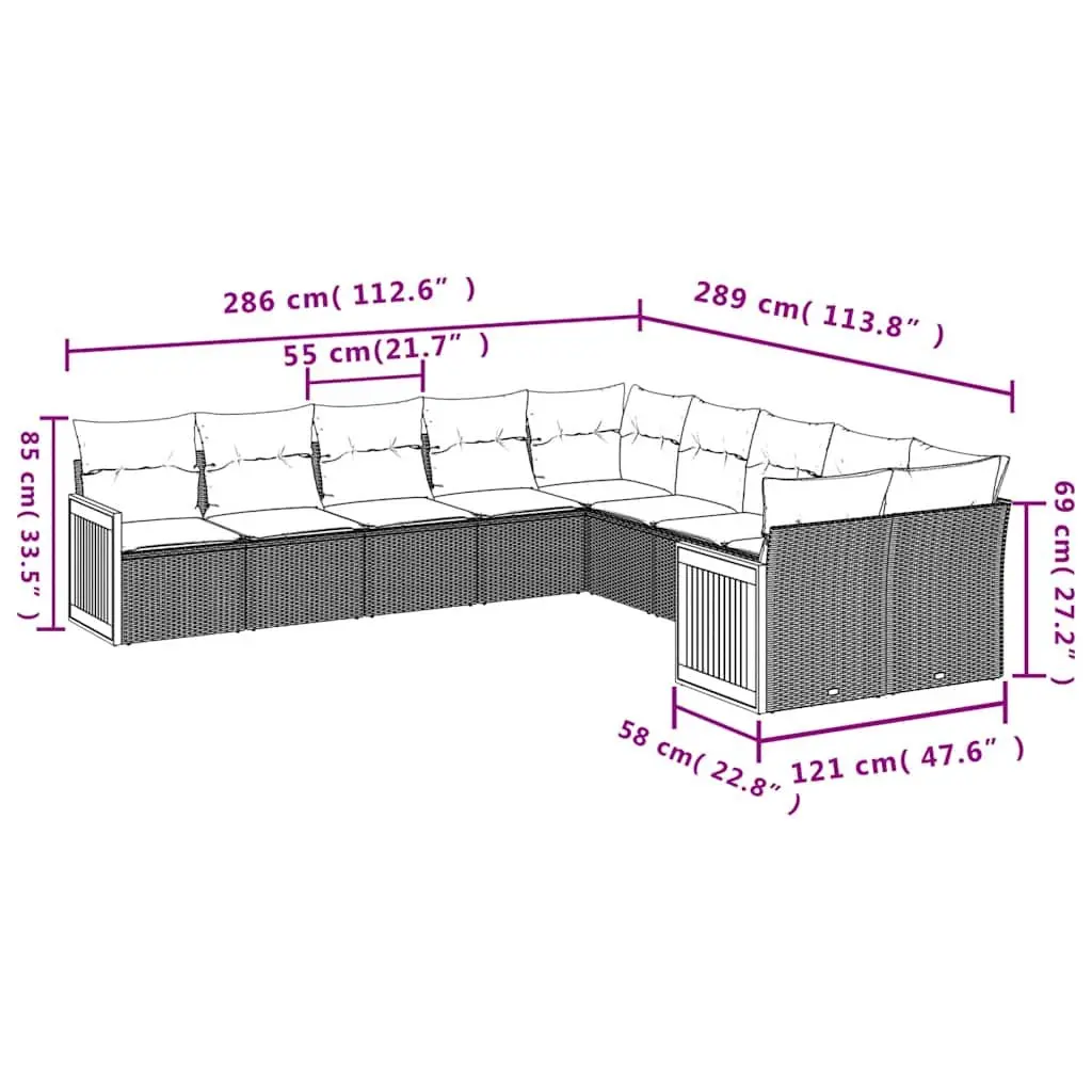 Garden Sofa Set 10 Piece Outdoor Furniture Patio Seating Black Rattan Modular