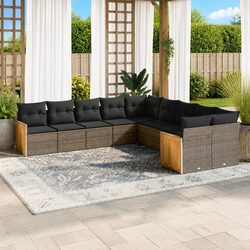 Garden Sofa Set 10 Piece Outdoor Furniture Patio Lounge Grey Rattan Cushions