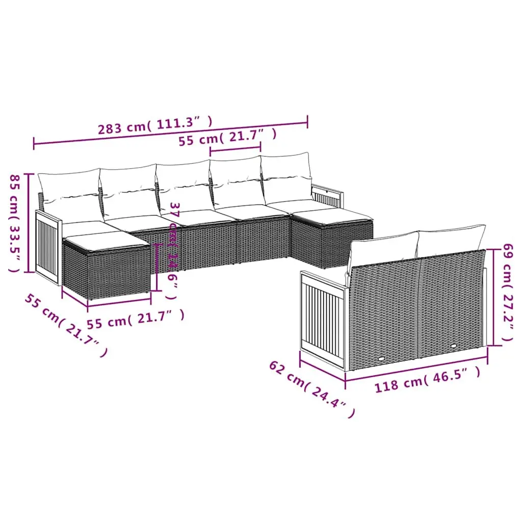 9 Piece Outdoor Sofa Set