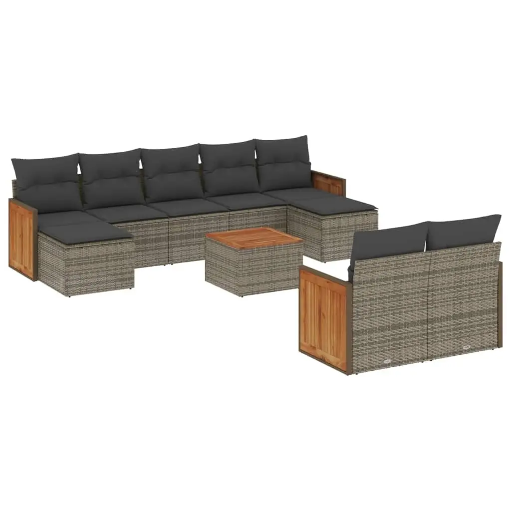 Garden Sofa Set Grey 10 Piece Outdoor Furniture with Cushions