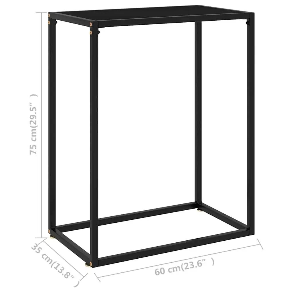 Console Table Black Tempered Glass Modern 60W x 35D x 75H cm