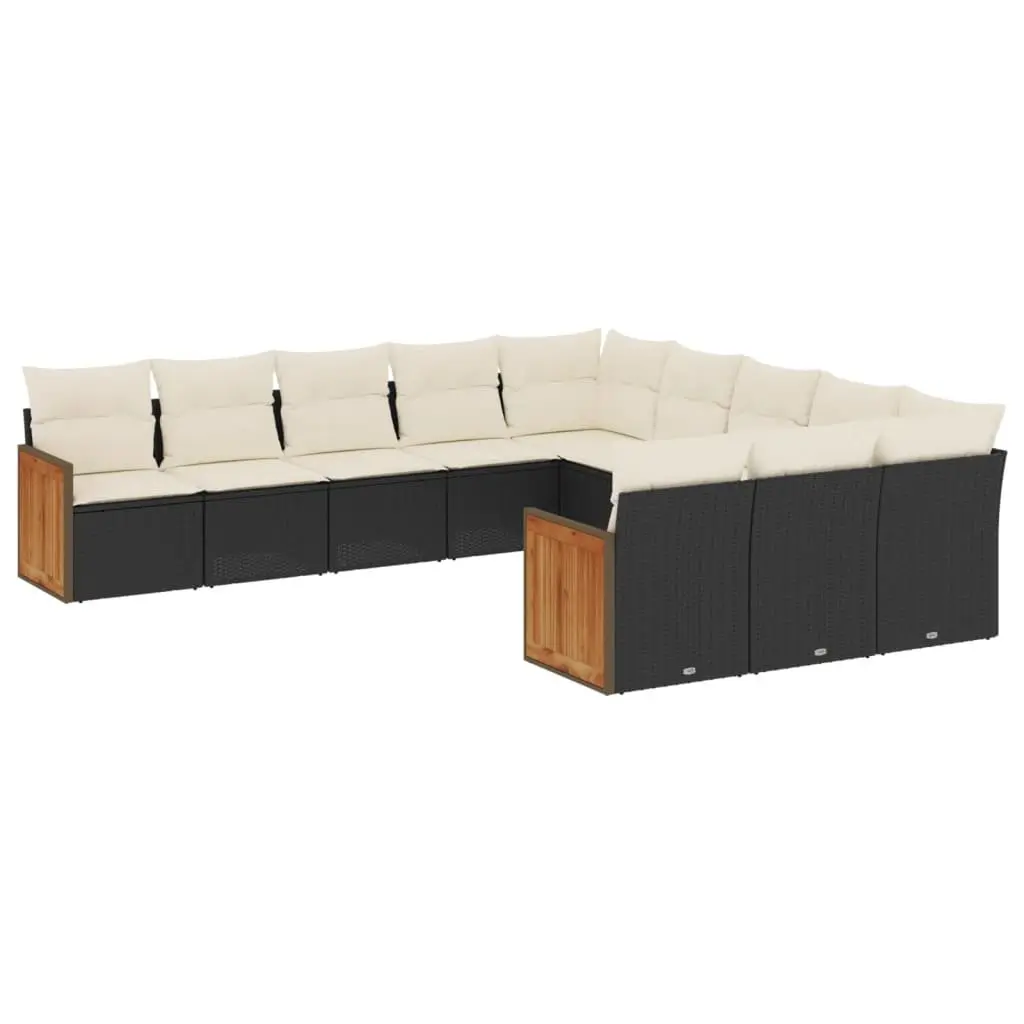 Garden Sofa Set 11 Piece Outdoor Patio Furniture Modular Black Poly Rattan