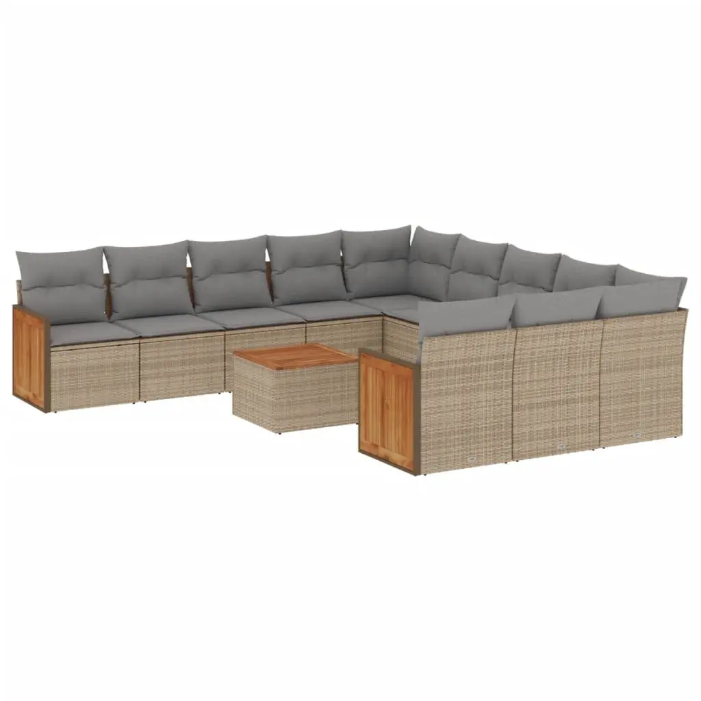 Garden Sofa Set 12 Piece Outdoor Furniture Beige Patio Lounge Sectional Modular
