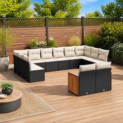 Garden Sofa Set 12 Piece Outdoor Furniture Modular Patio Seating with Cushions