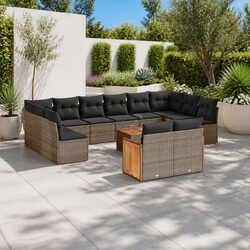 Garden Sofa Set 13 Piece Outdoor Furniture Grey Poly Rattan Patio Lounge