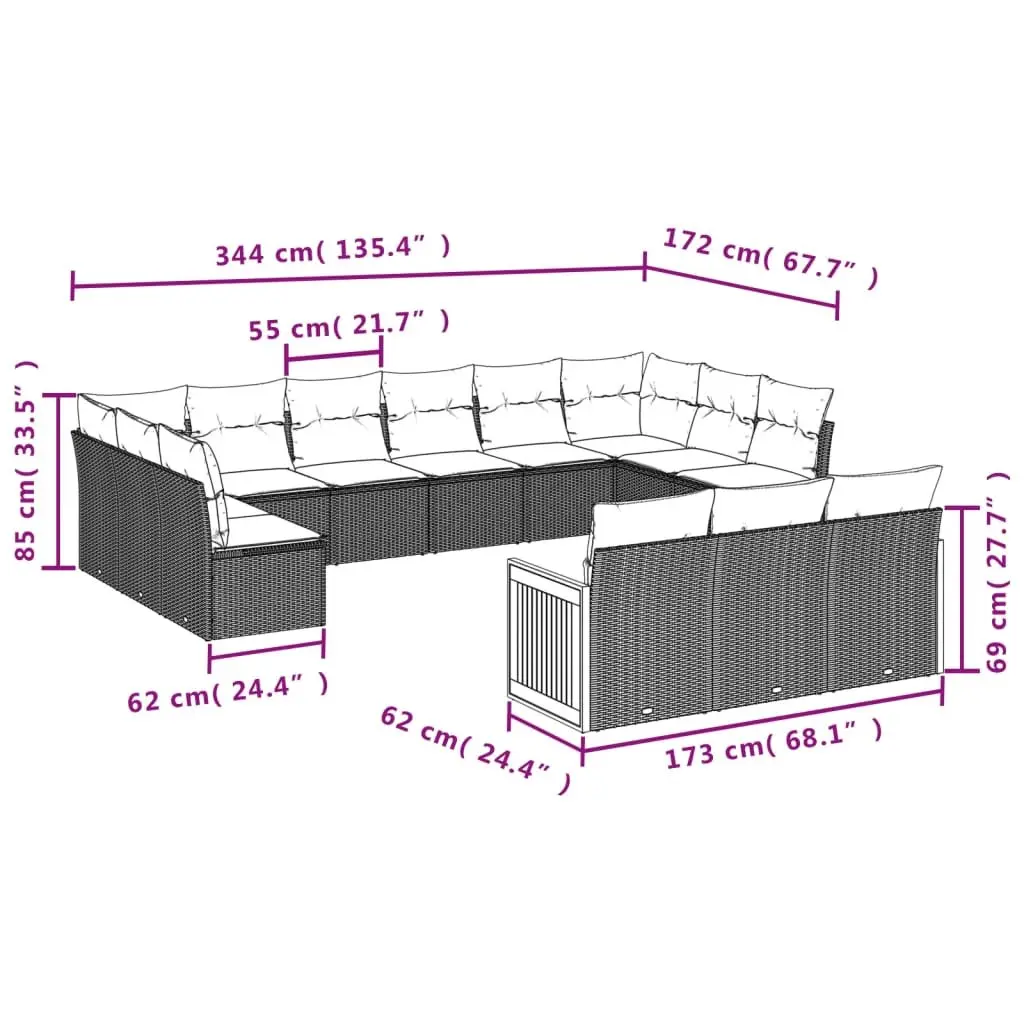 13 Piece Modular Outdoor Sofa Set