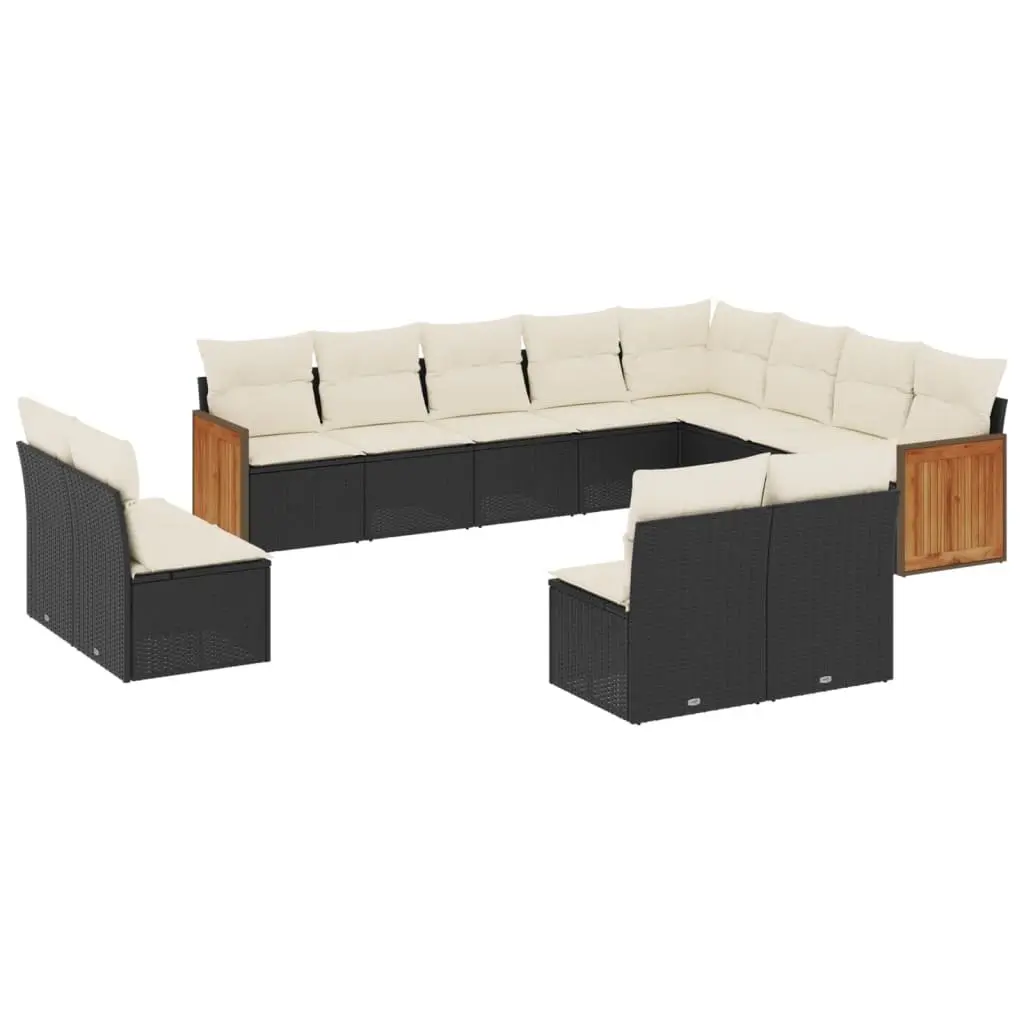 Garden Sofa Set 12 Piece Outdoor Furniture Patio Seating Black with Cushions