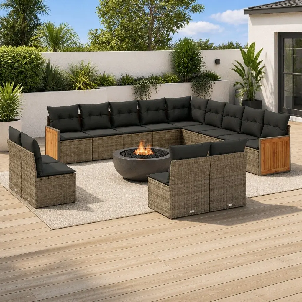 Garden Sofa Set 13 Piece Outdoor Furniture Patio Seating Grey Rattan with