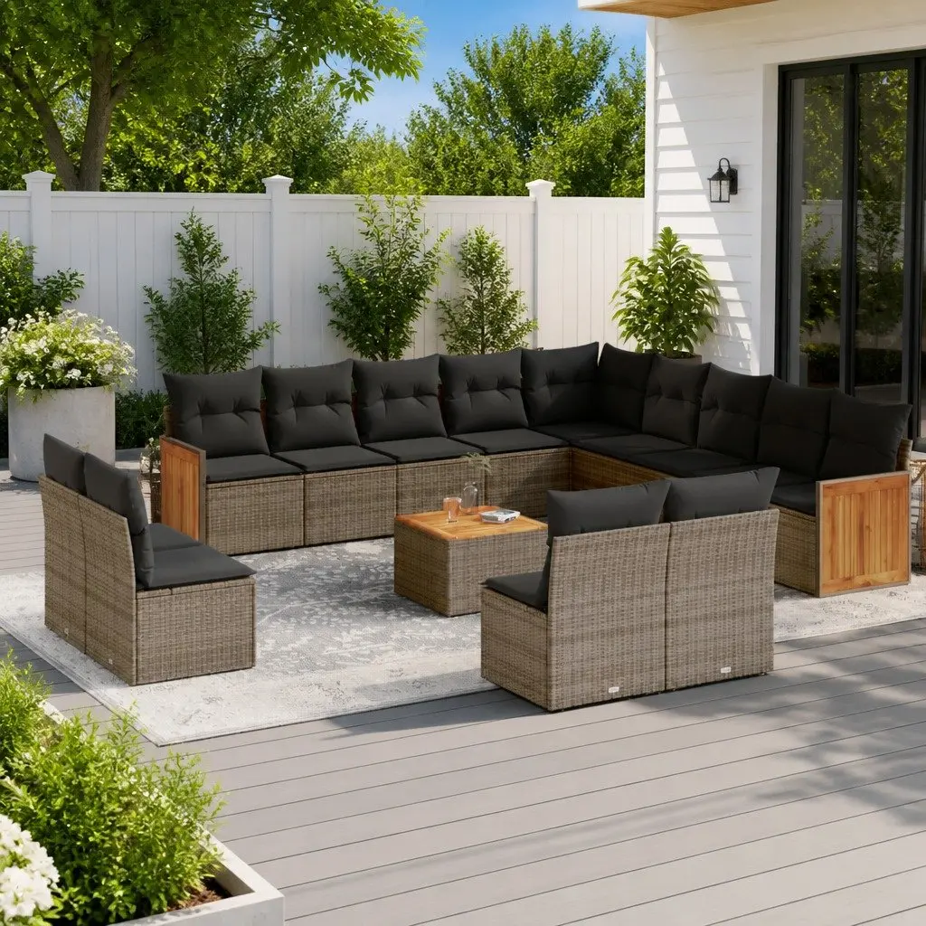 Garden Sofa Set 14 Piece Outdoor Furniture Patio Lounge Grey with Cushions