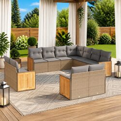 Friendly 11 Piece Beige Patio Sofa Set for Your Outdoor Enjoyment