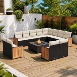 Comfortable 12-Piece Outdoor Sofa Set in Black