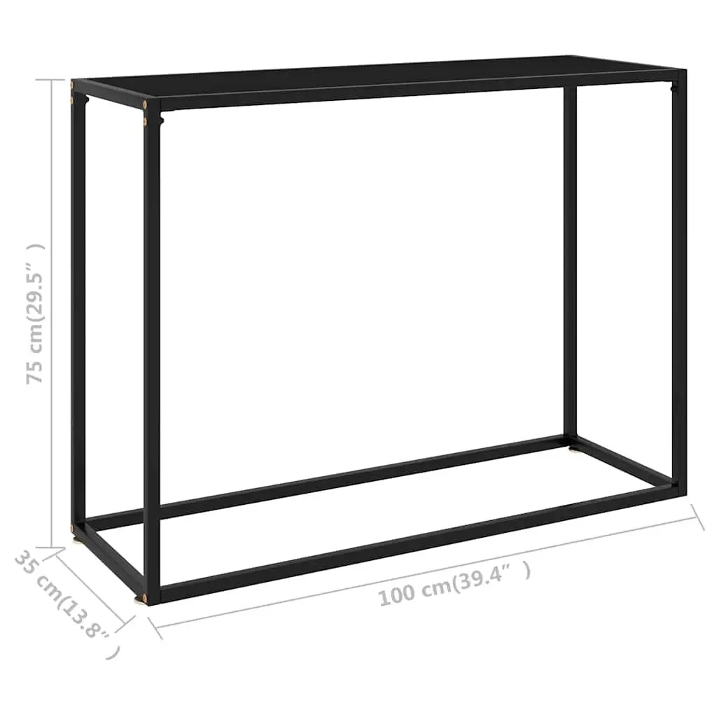 Console Table Black Modern Tempered Glass Steel 100cm Width 35cm Depth 75cm Height
