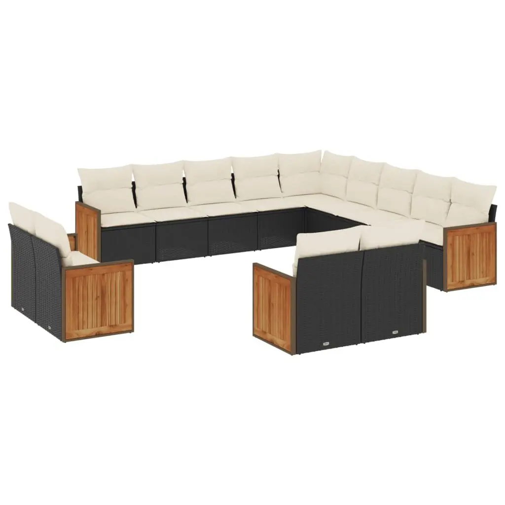 Garden Sofa Set 13 Piece Outdoor Furniture Black Poly Rattan Modular Patio