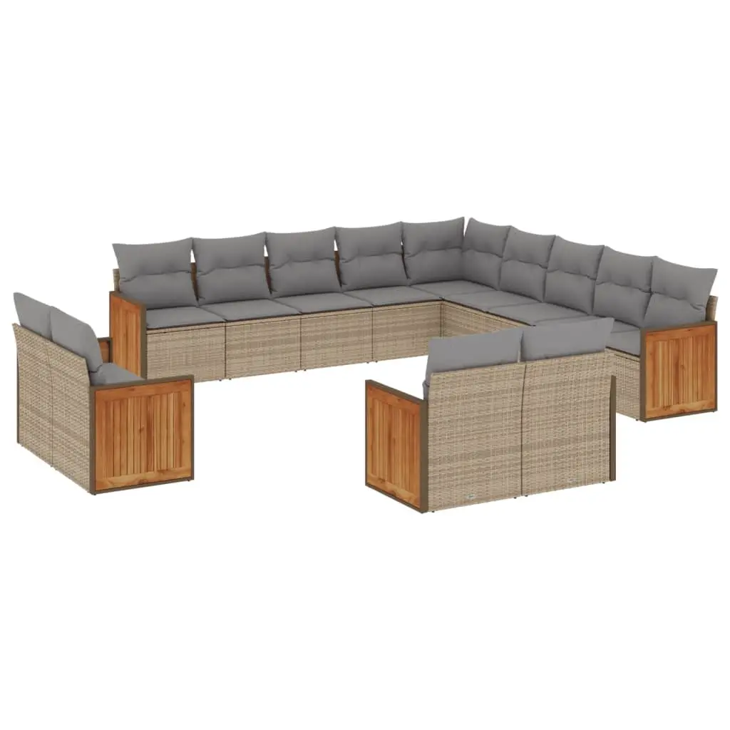 Outdoor Garden Sofa Set Modular Lounge Suite 13 Piece Beige Cushions