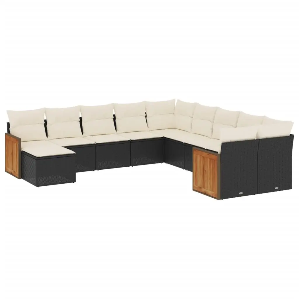 Outdoor Garden Sofa Set 11 Piece Modular Patio Furniture with Cushions Black