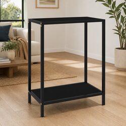 Your Console Table with Glass Top and Storage Shelf