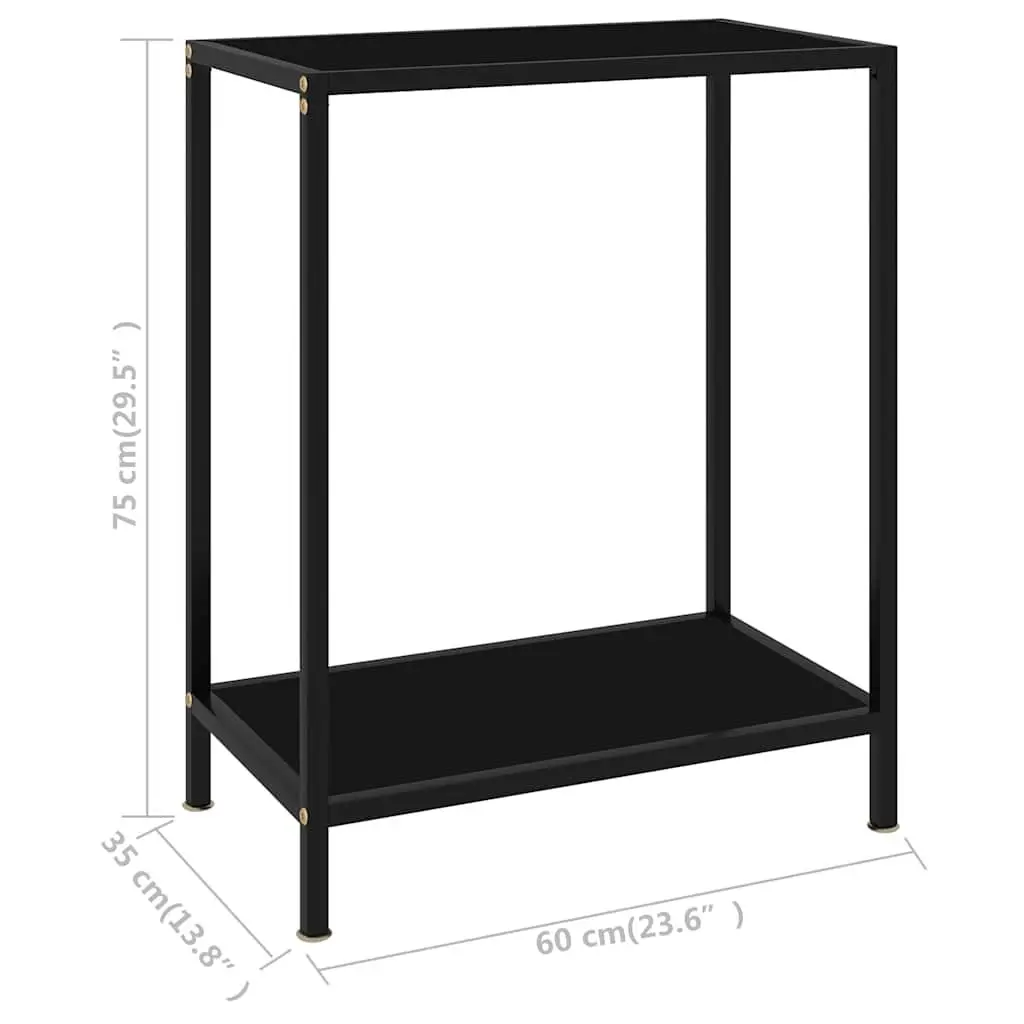 Console Table Black Tempered Glass Steel Frame 60 x 35 x 75 cm