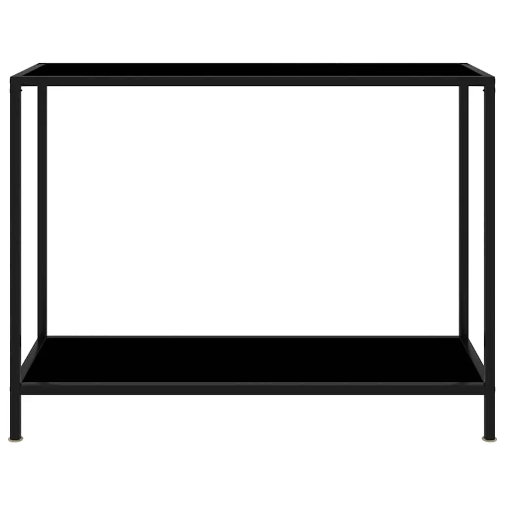 Console Table Black Tempered Glass Top Powder-Coated Steel Frame 100 cm