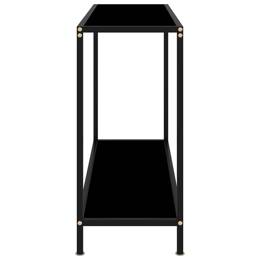 Console Table Black Tempered Glass Top Powder-Coated Steel Frame 100 cm