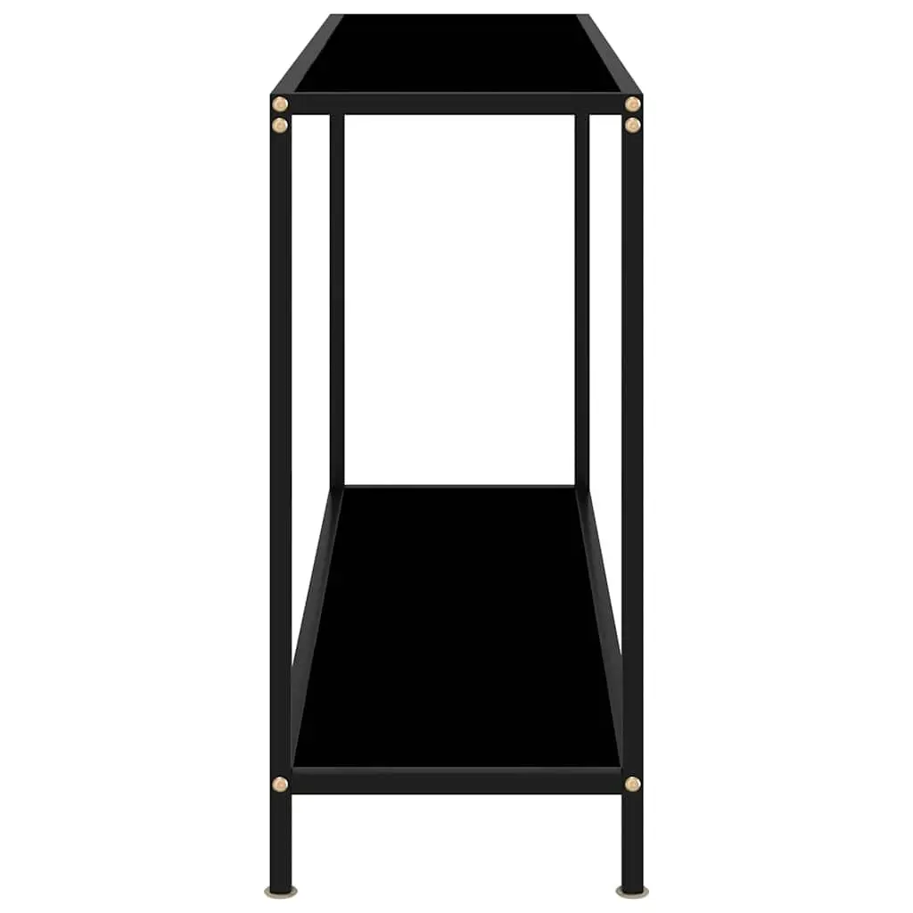 Black Console Table Tempered Glass Surface Steel Frame 120x35x75cm