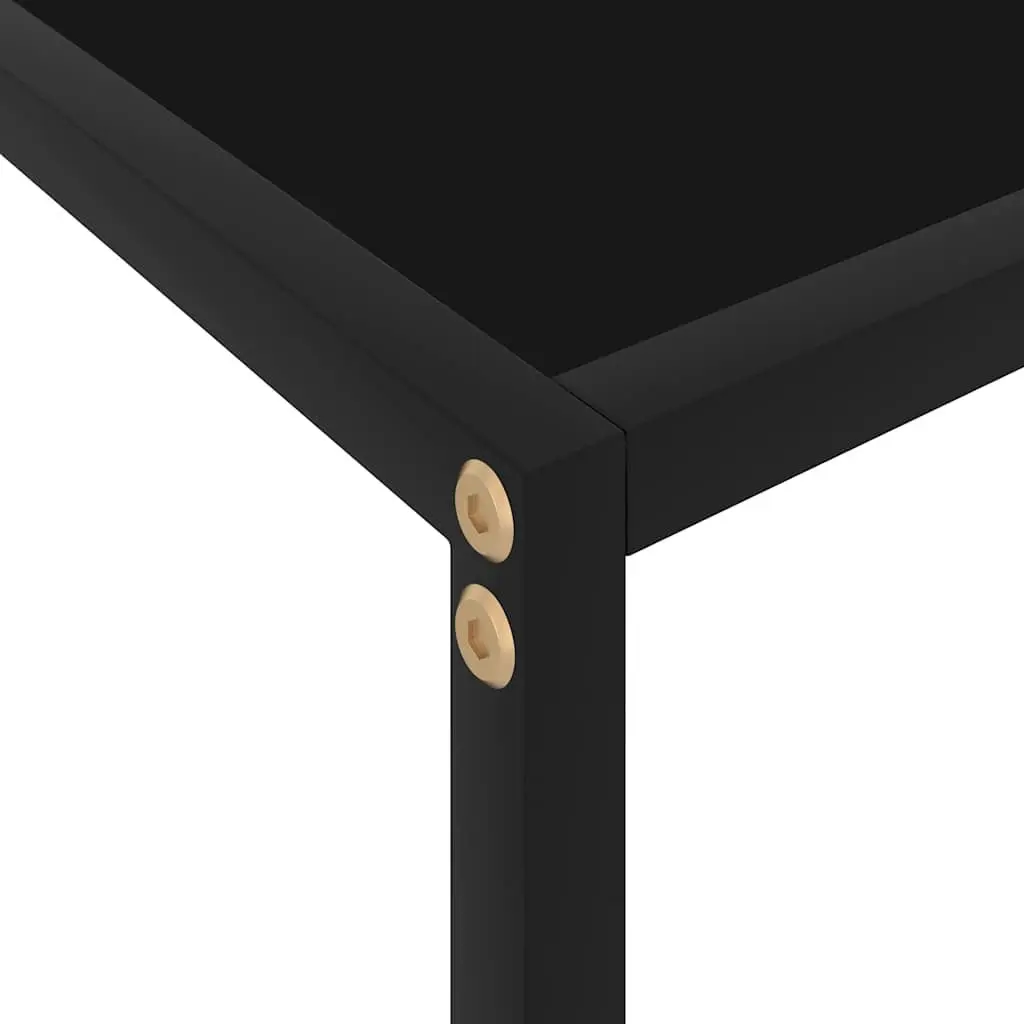 Black Console Table Tempered Glass Surface Steel Frame 120x35x75cm