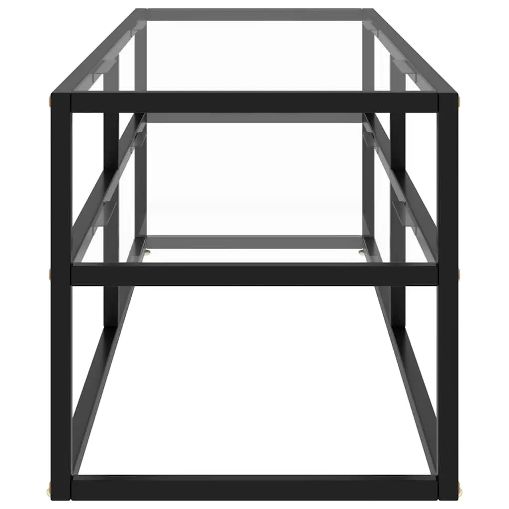 TV Cabinet Black Tempered Glass Shelving 120 x 40 x 40 cm