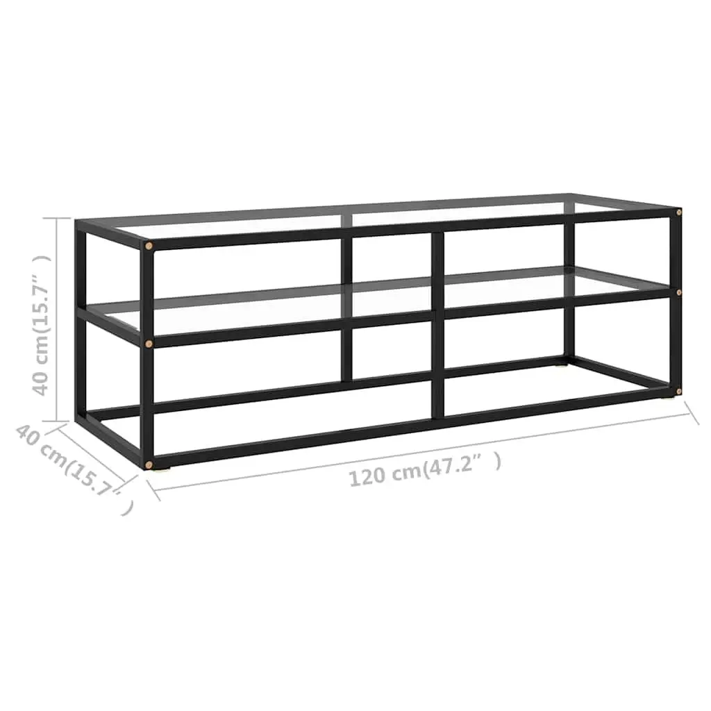 TV Cabinet Black Tempered Glass Shelving 120 x 40 x 40 cm