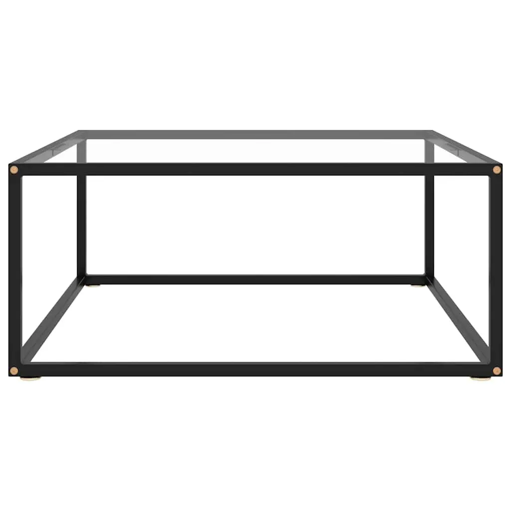 Coffee Table Black Tempered Glass Top Steel Frame 80 x 80 x 35 cm