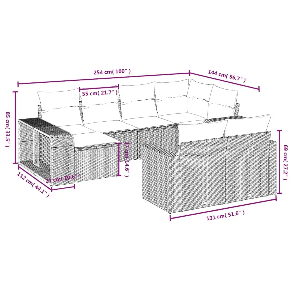 10-Piece Sofa Set for Outdoor Relaxation