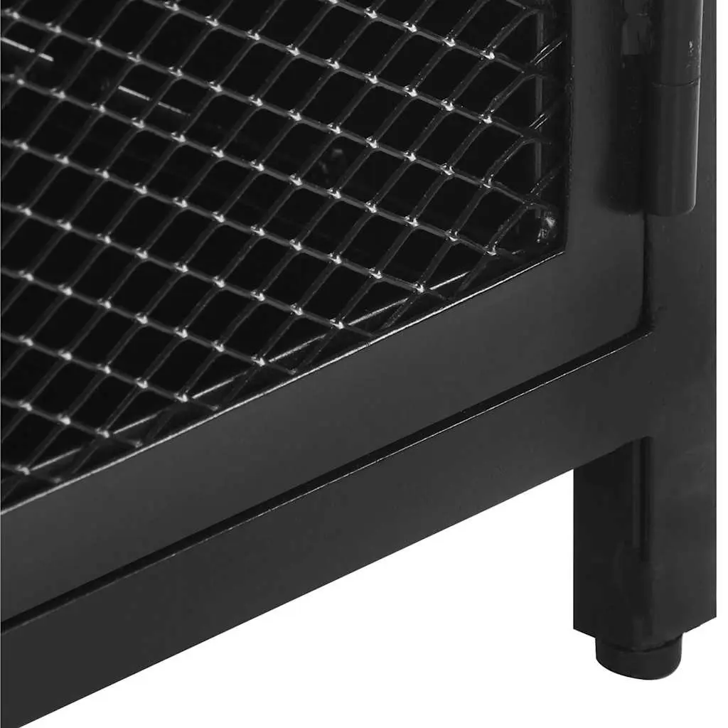 TV Cabinet 130x30x37 cm Industrial Lowboard Storage Unit Black Mango Wood