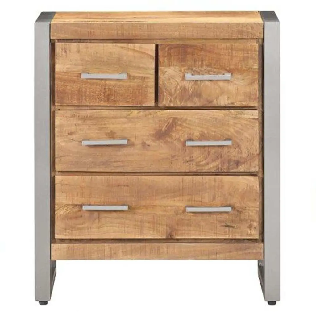 Sideboard Industrial Style Rough Mango Wood 60x35x70 cm Storage Cabinet Four Drawers