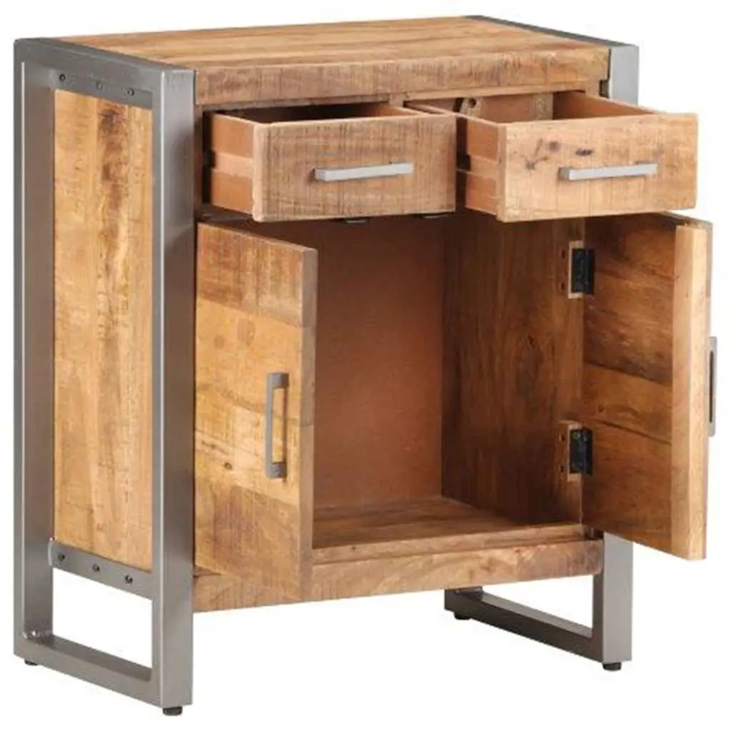 Sideboard Storage Cabinet Brown Rough Mango Wood Industrial Design Living Room