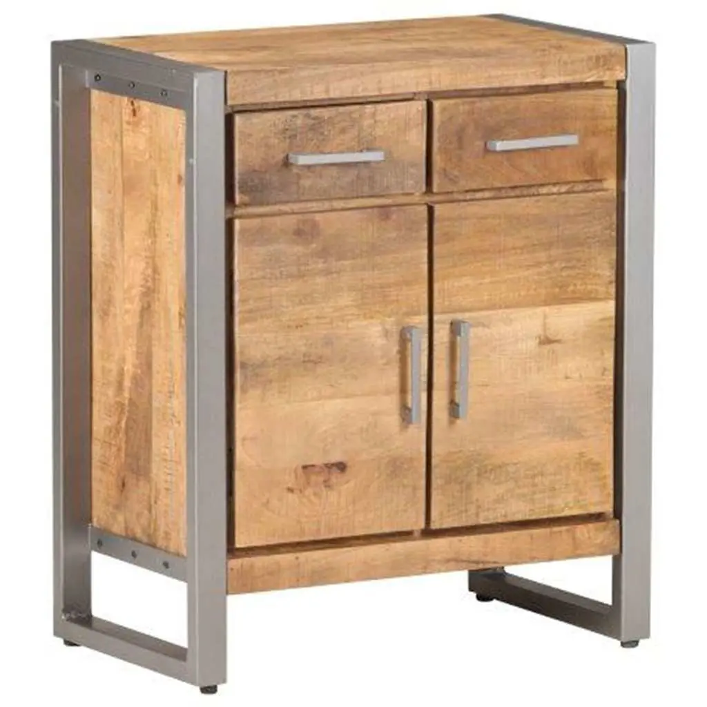 Sideboard Storage Cabinet Brown Rough Mango Wood Industrial Design Living Room