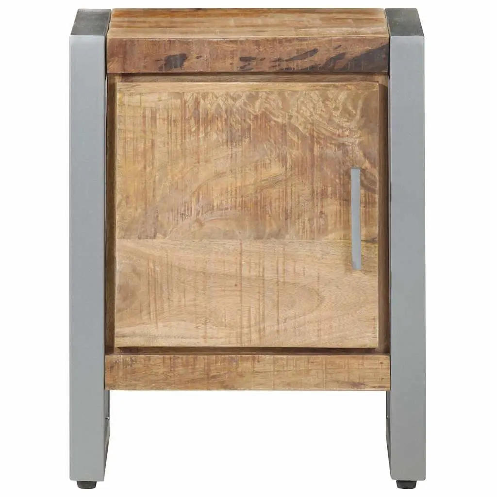 Bedside Cabinet Industrial Style Rough Mango Wood 40x30x50 cm Nightstand with Door