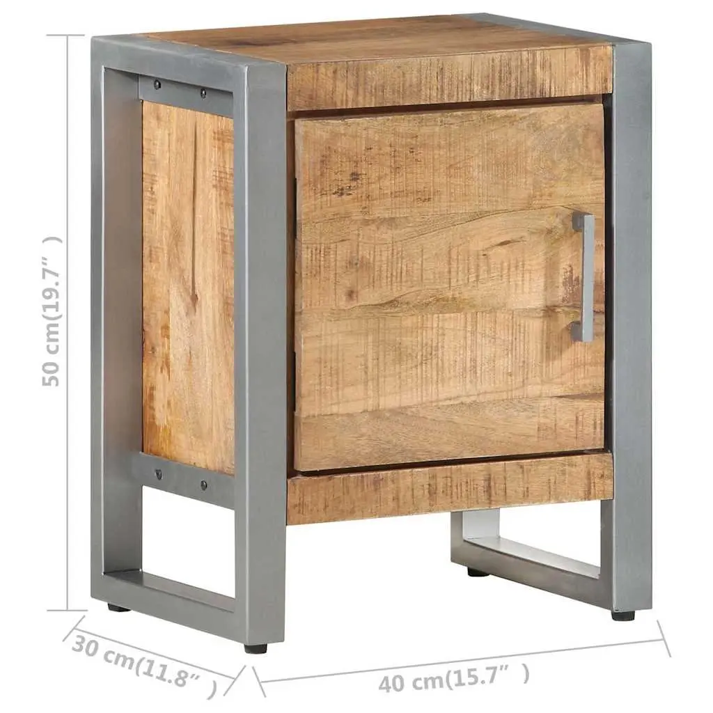 Bedside Cabinet Industrial Style Rough Mango Wood 40x30x50 cm Nightstand with Door