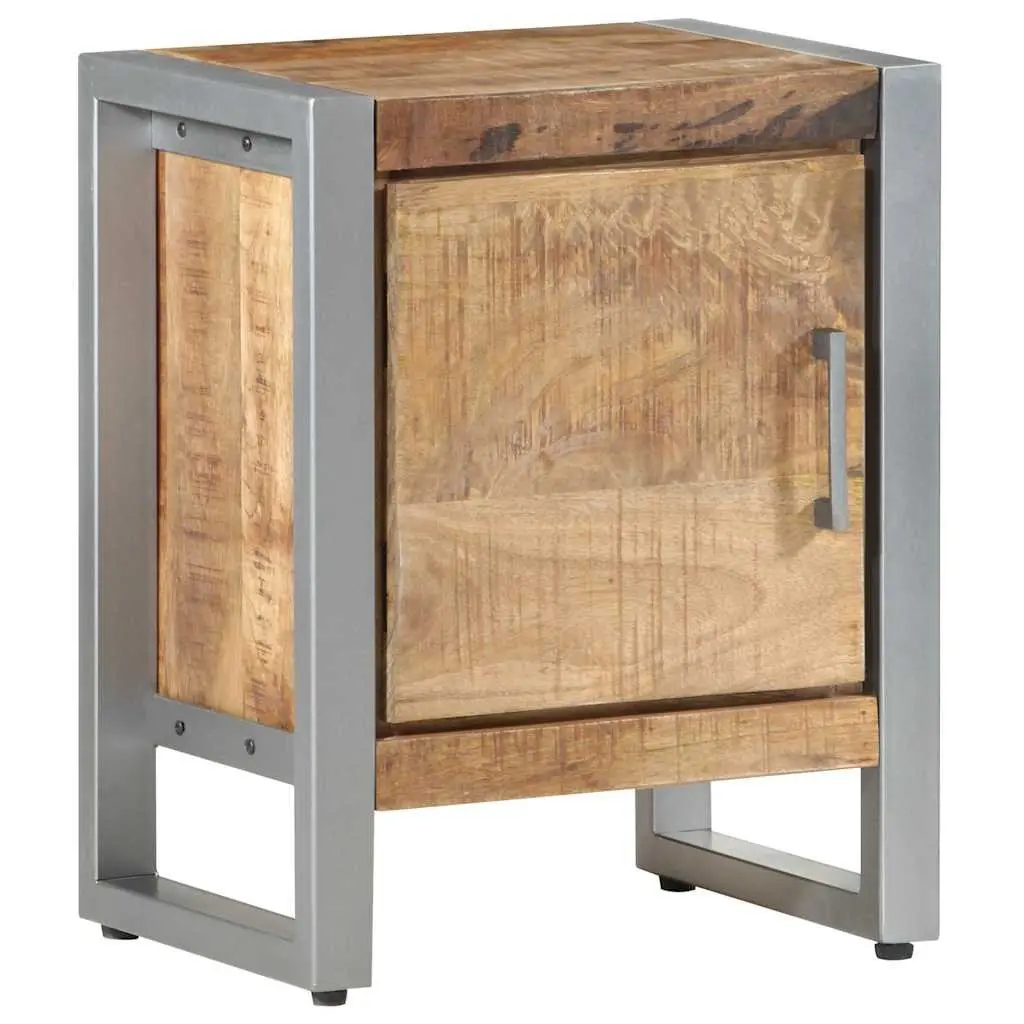 Bedside Cabinet Industrial Style Rough Mango Wood 40x30x50 cm Nightstand with Door