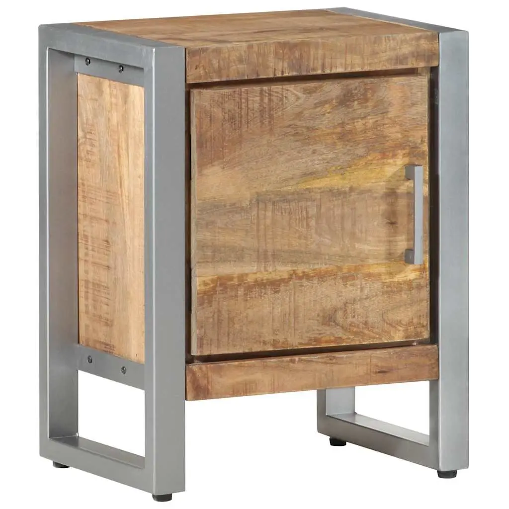Bedside Cabinet Industrial Style Rough Mango Wood 40x30x50 cm Nightstand with Door