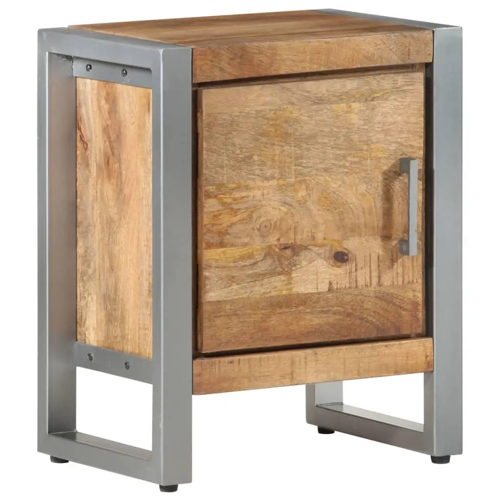Bedside Cabinet Industrial Style Rough Mango Wood 40x30x50 cm Nightstand with Door