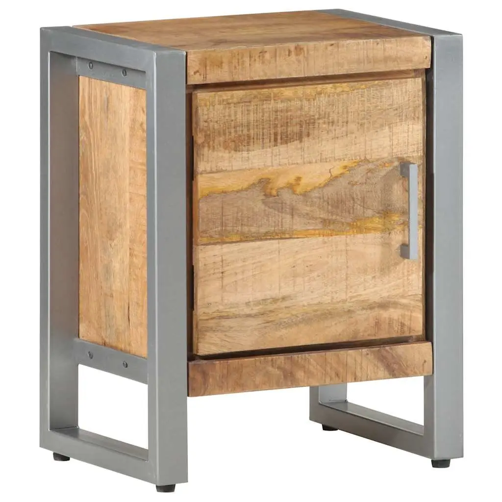Bedside Cabinet Industrial Style Rough Mango Wood 40x30x50 cm Nightstand with Door