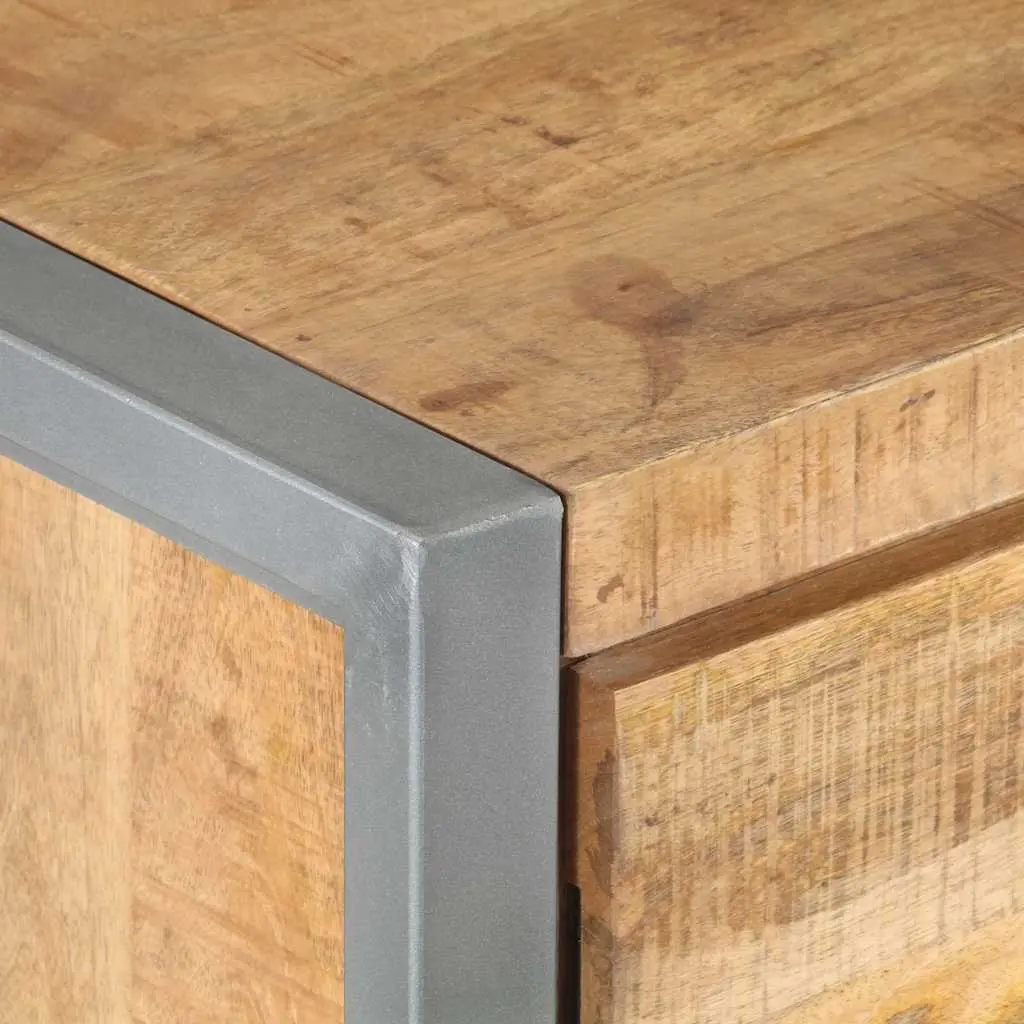 Bedside Cabinet Industrial Style Rough Mango Wood 40x30x50 cm Nightstand with Door