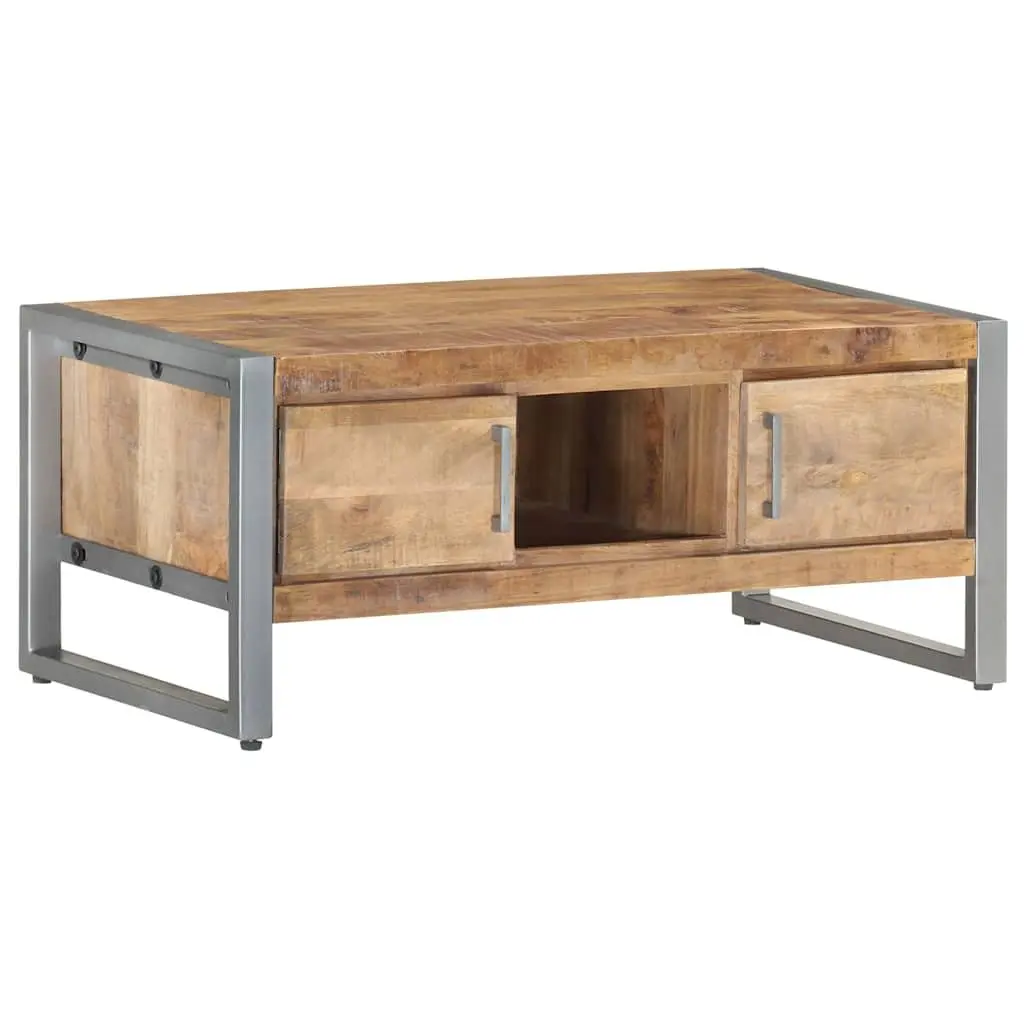 Coffee Table 95x50x40 cm with Storage Doors Compartment Industrial Design