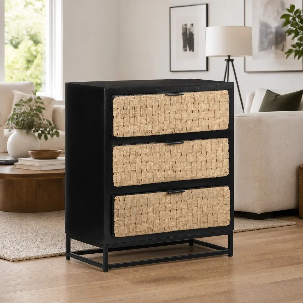 Solid Mango Wood Sideboard Industrial Style 60x35x70cm