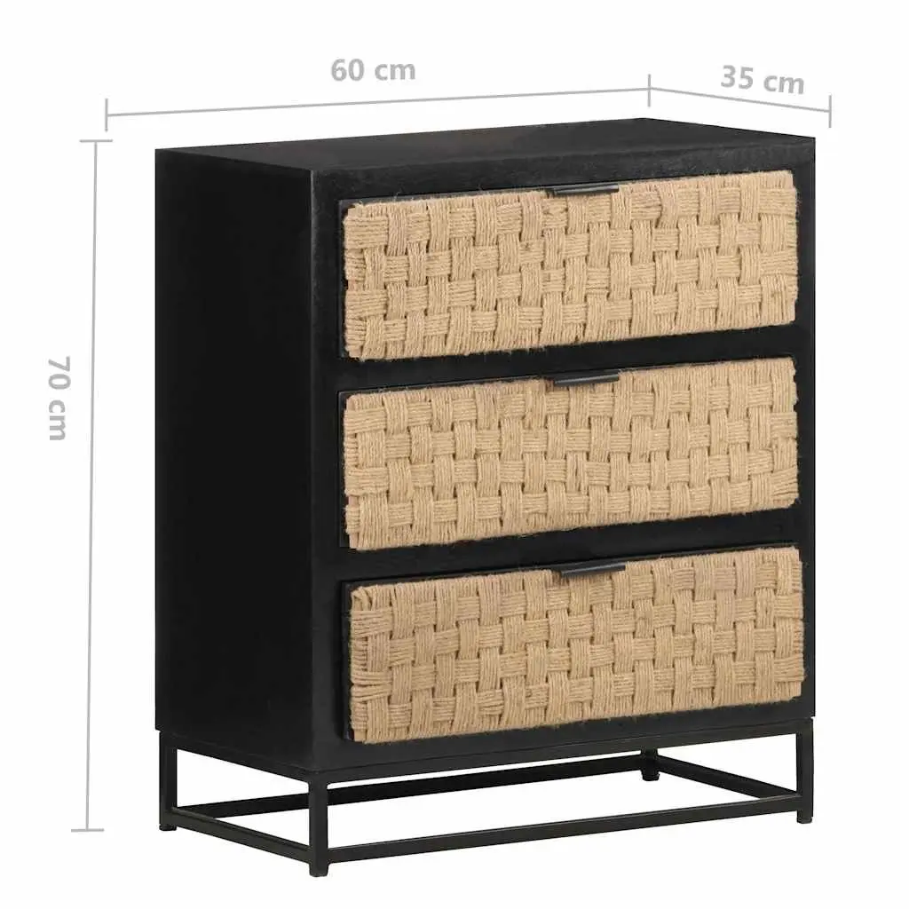 Solid Mango Wood Sideboard Industrial Style 60x35x70cm