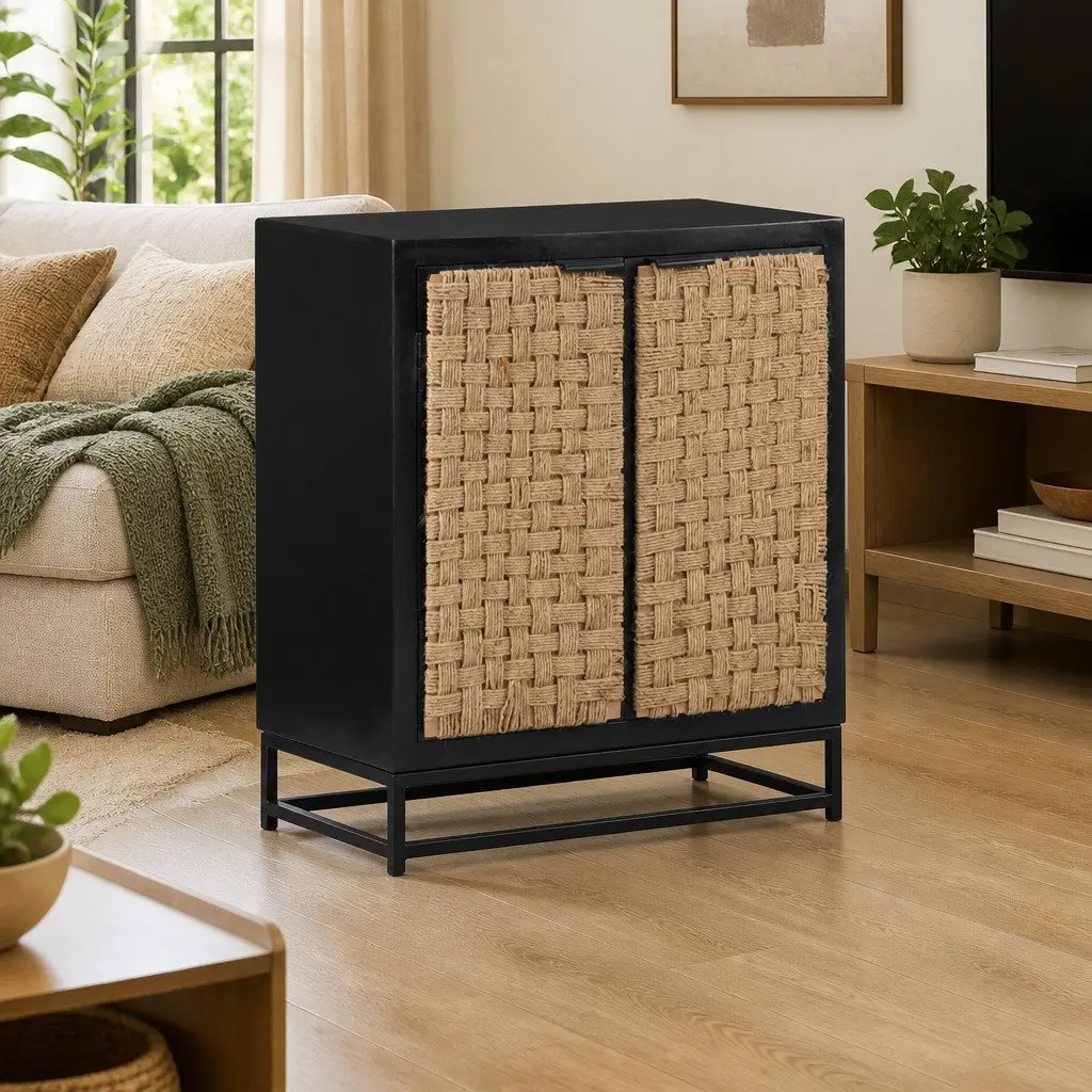 Sideboard Industrial Style Solid Mango Wood Two Door 60x35x70 cm Storage Cabinet