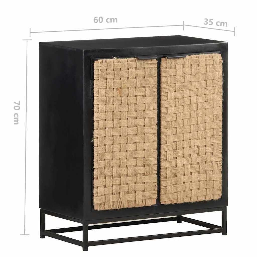 Sideboard Industrial Style Solid Mango Wood Two Door 60x35x70 cm Storage Cabinet