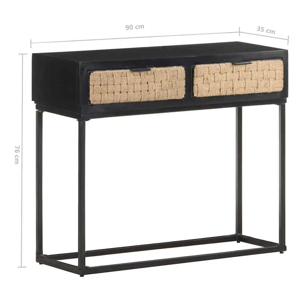 Console Table 90x35x76 cm Solid Mango Wood Storage Furniture with Drawers