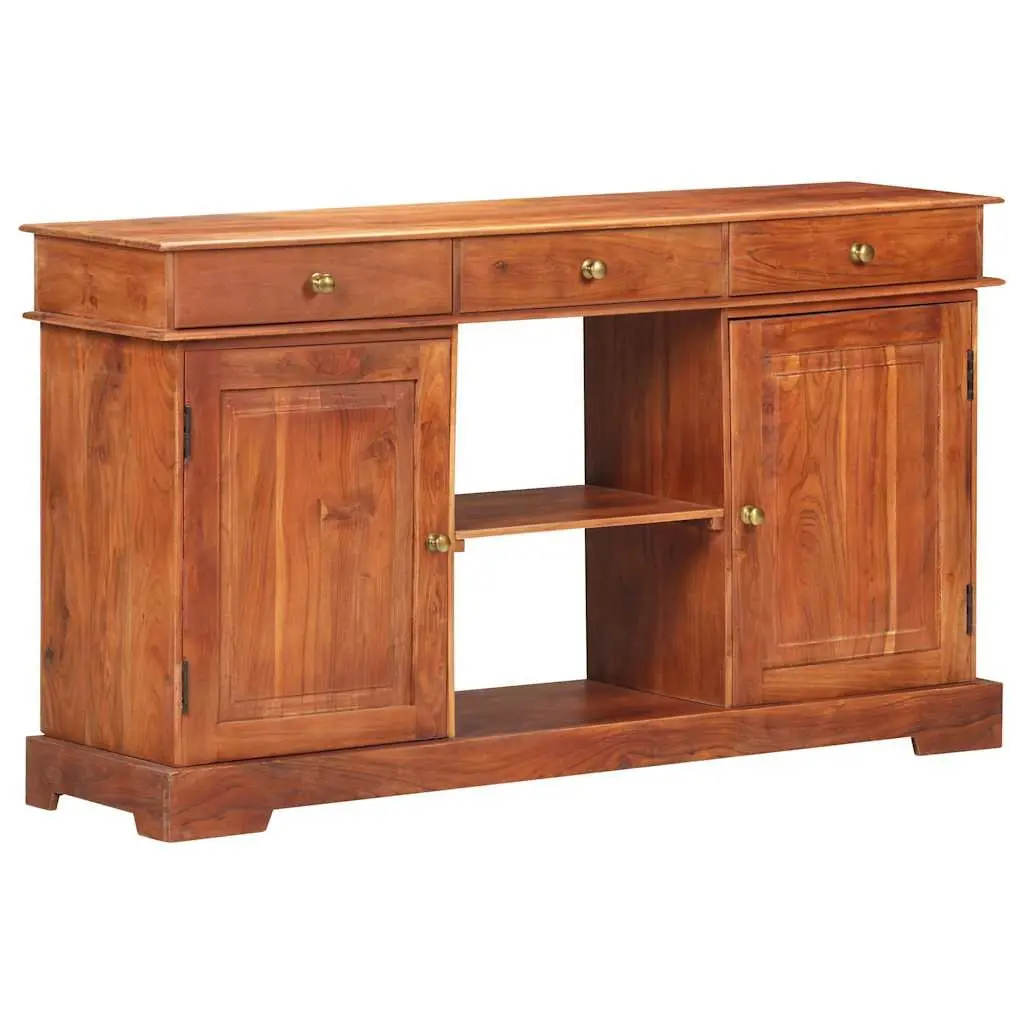 Solid Acacia Wood Sideboard 135x35x75cm Brown Storage Cabinet 2 Doors 3 Drawers