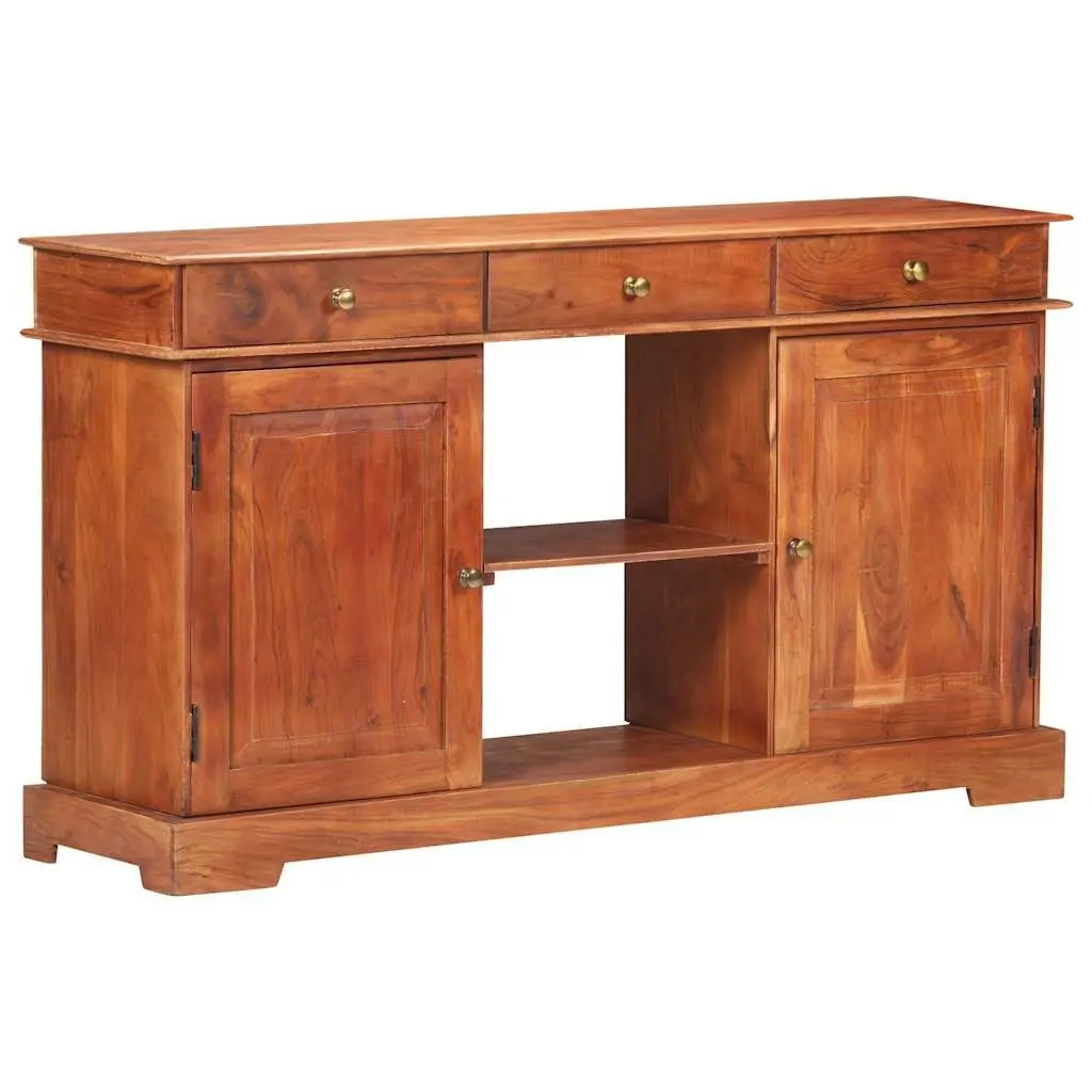 Solid Acacia Wood Sideboard 135x35x75cm Brown Storage Cabinet 2 Doors 3 Drawers